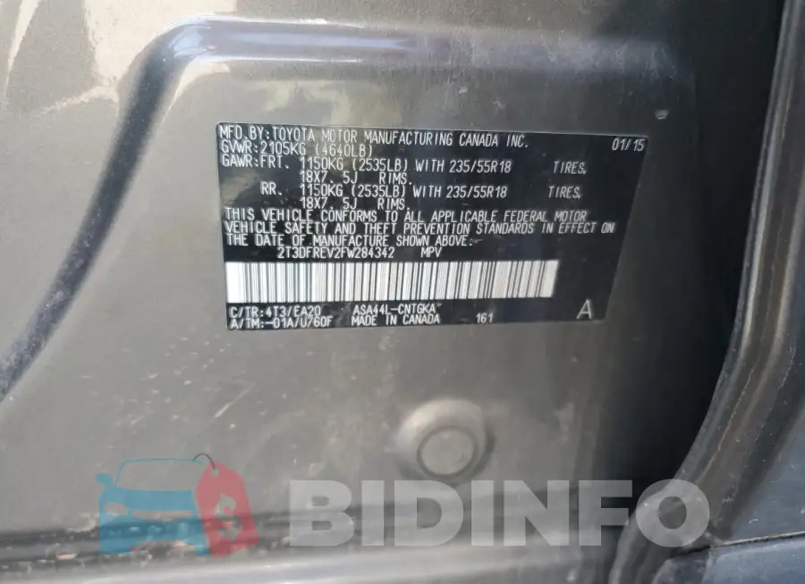 2T3DFREV2FW284342 Photo# 13