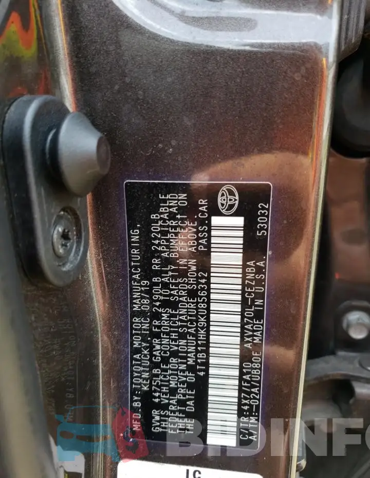 4T1B11HK9KU856342 Photo# 12