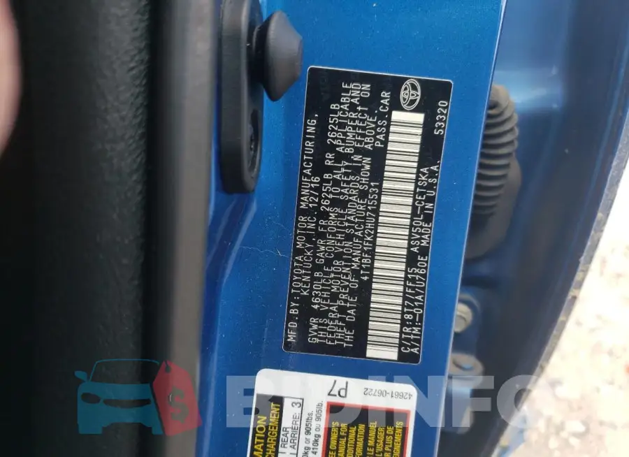 4T1BF1FK2HU715531 Photo# 12