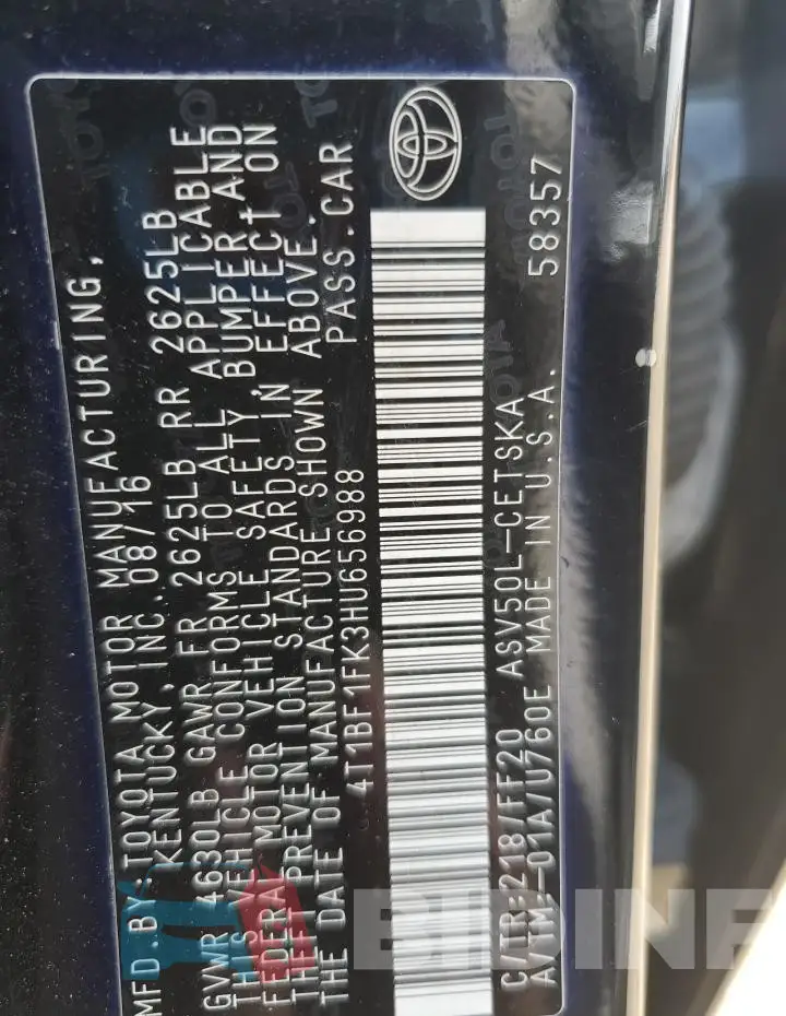 4T1BF1FK3HU656988 Photo# 12