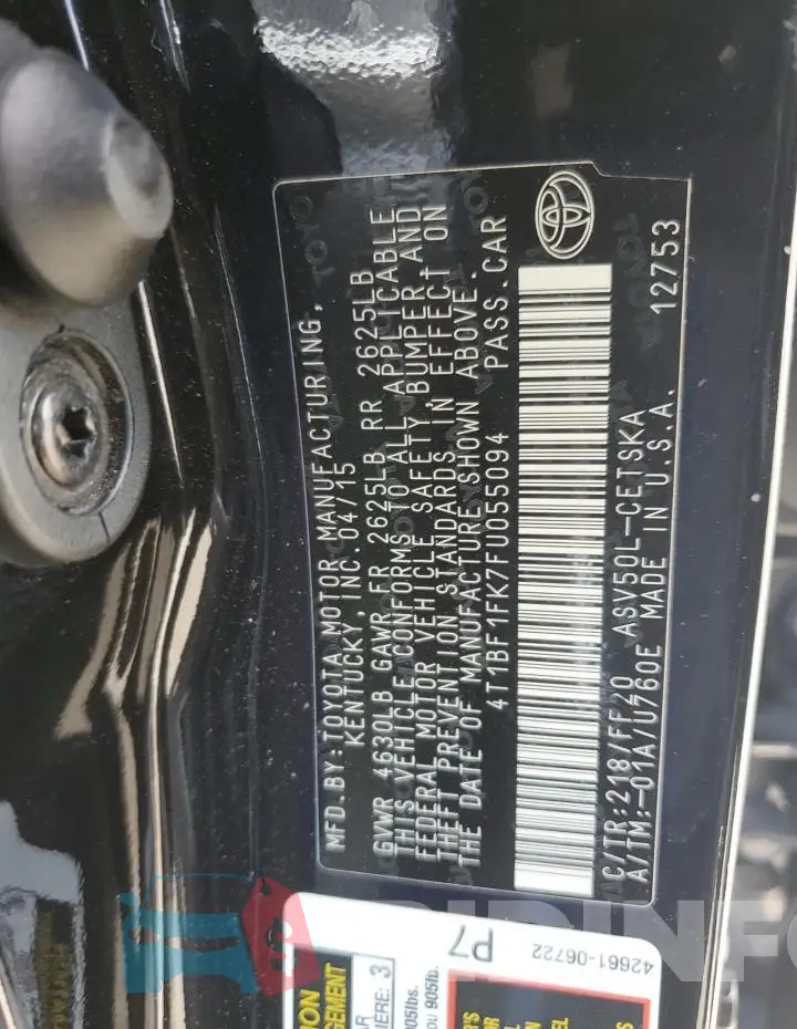 4T1BF1FK7FU055094 Photo# 13