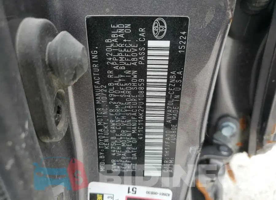 4T1C11AK2PU108859 Photo# 12