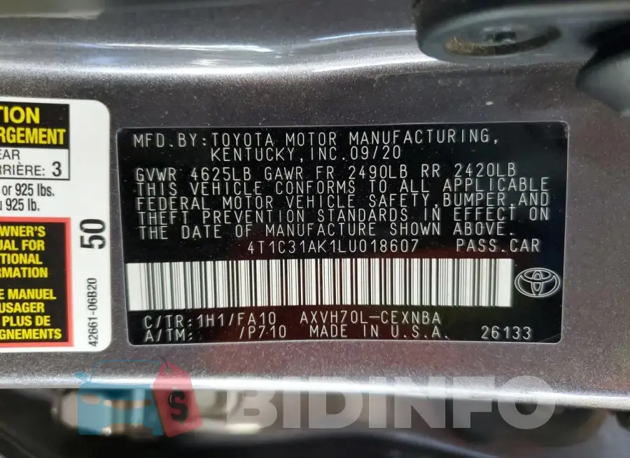 4T1C31AK1LU018607 Photo# 12