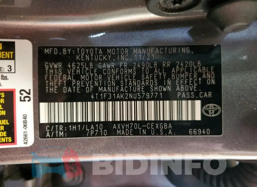 4T1F31AK2NU579771 Photo# 12