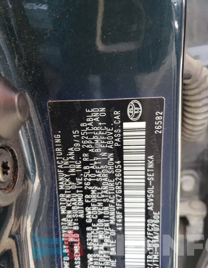 4T4BF1FK7GR526054 Photo# 12