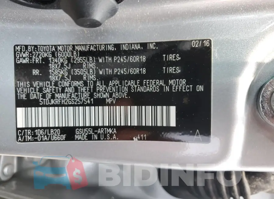 5TDJKRFH2GS257541 Photo# 14