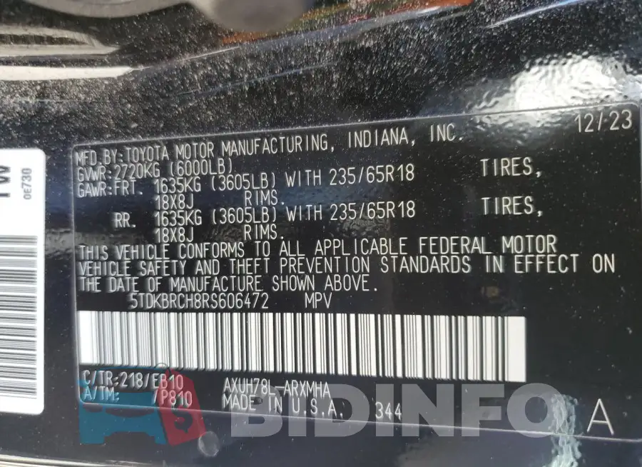 5TDKBRCH8RS606472 Photo# 14