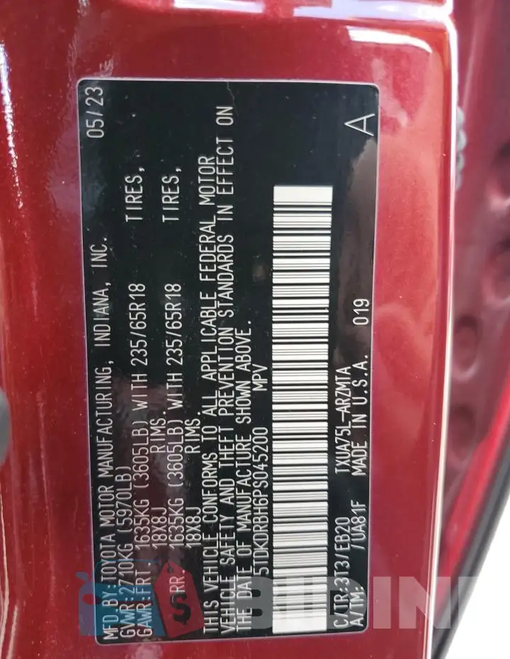 5TDKDRBH6PS045200 Photo# 13