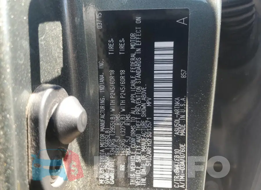 5TDZARFH2FS013571 Photo# 13