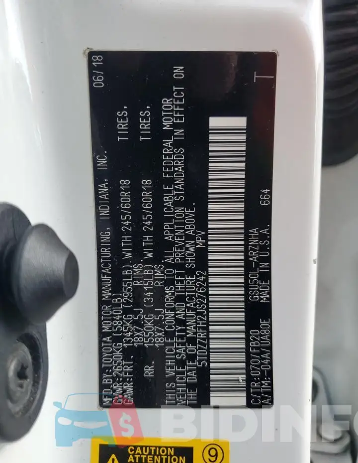 5TDZZRFH2JS276242 Photo# 13