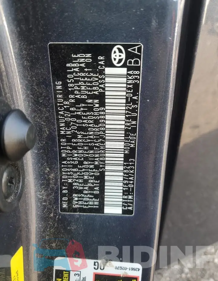 5YFBURHE7JP809889 Photo# 12
