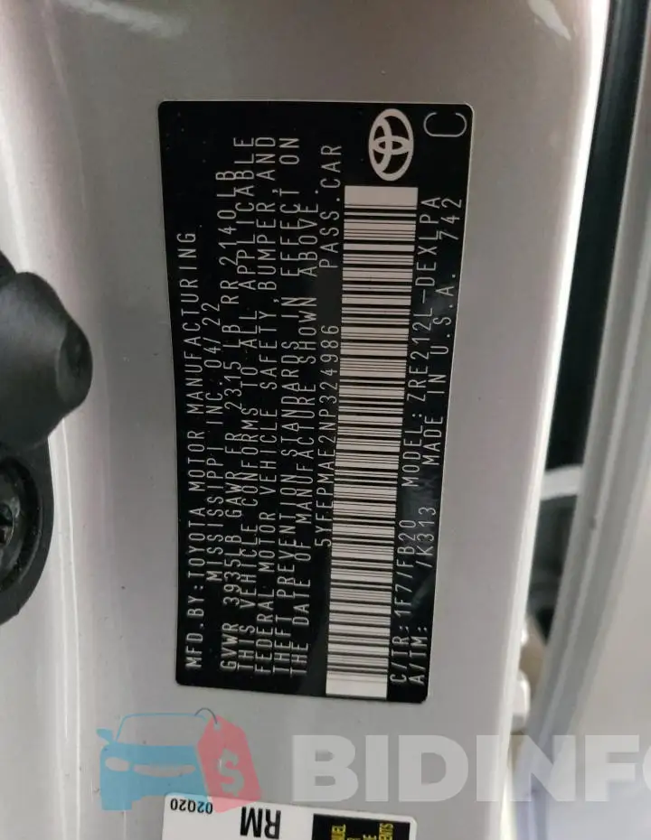 5YFEPMAE2NP324986 Photo# 12