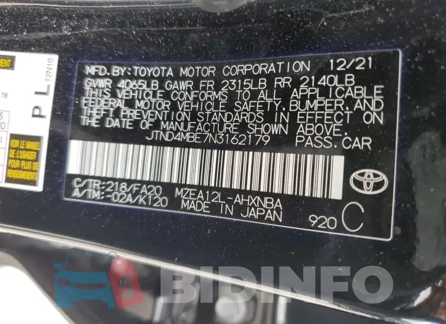 JTND4MBE7N3162179 Photo# 12