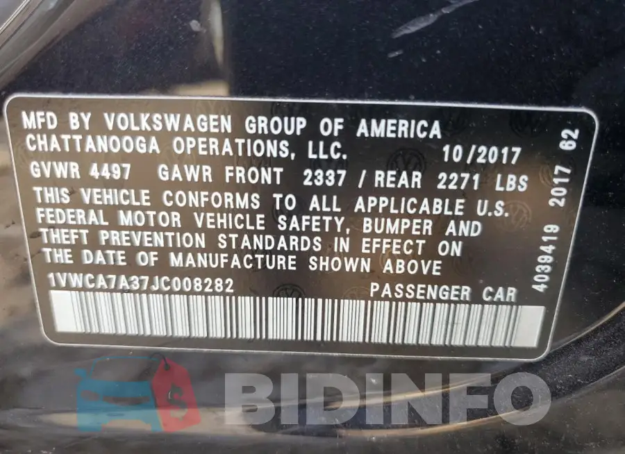 1VWCA7A37JC008282 Photo# 13