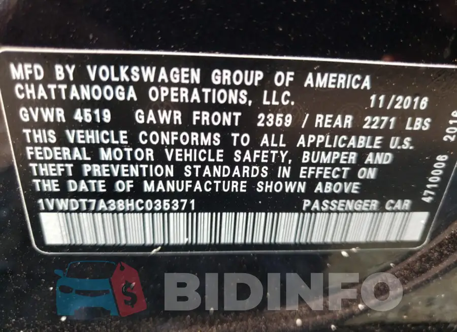 1VWDT7A38HC035371 Photo# 12