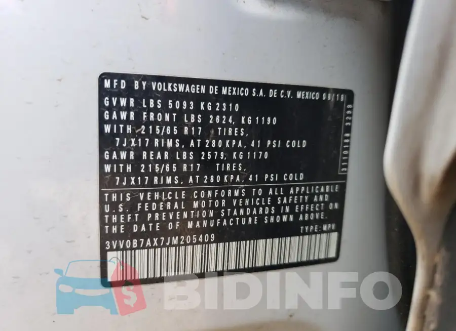 3VV0B7AX7JM205409 Photo# 13