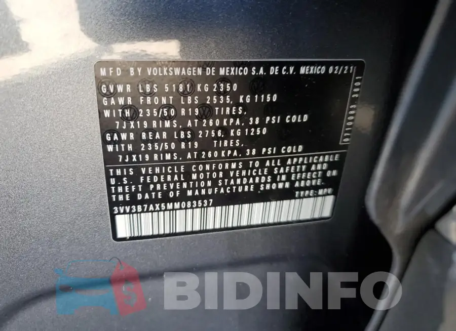 3VV3B7AX5MM083537 Photo# 12