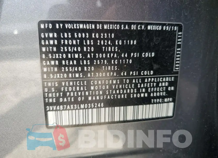 3VV4B7AX3LM035246 Photo# 13