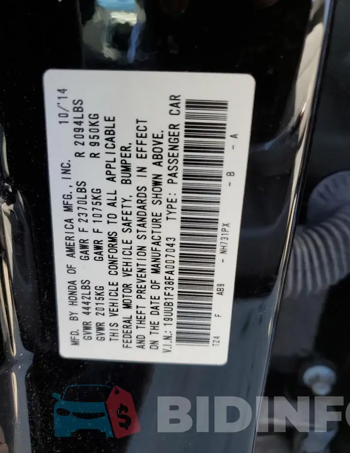 19UUB1F38FA007043 Photo# 12