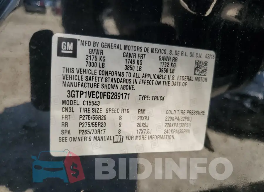 3GTP1VEC0FG289171 Photo# 13
