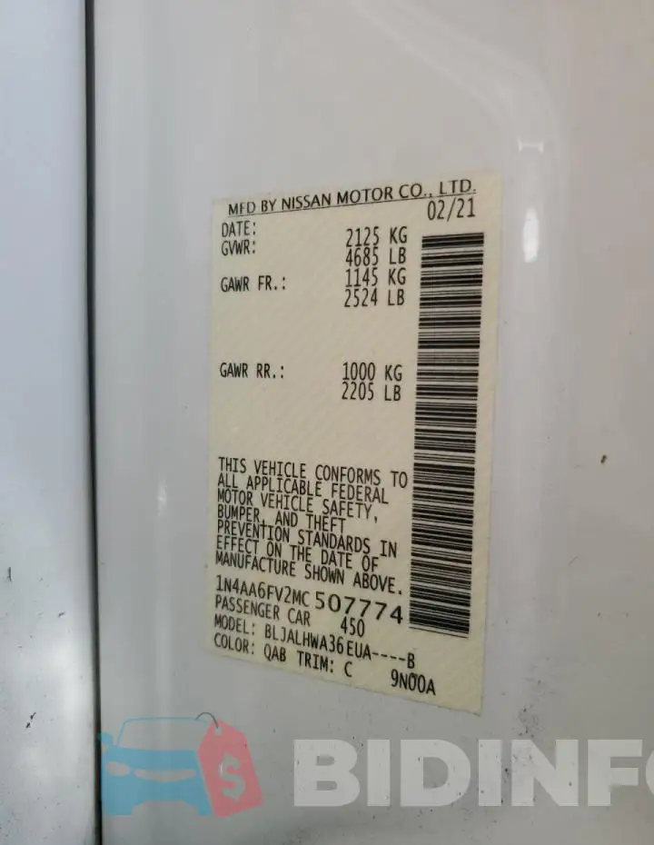 1N4AA6FV2MC507774 Photo# 13