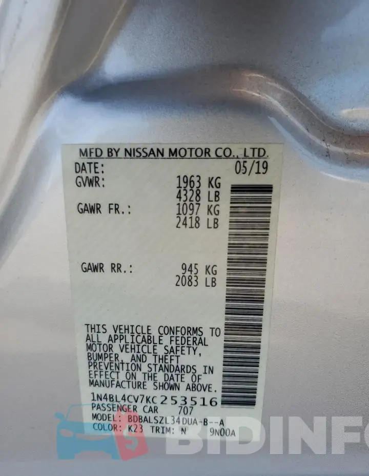 1N4BL4CV7KC253516 Photo# 12