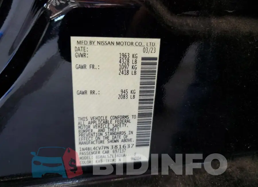 1N4BL4CV7PN381637 Photo# 13