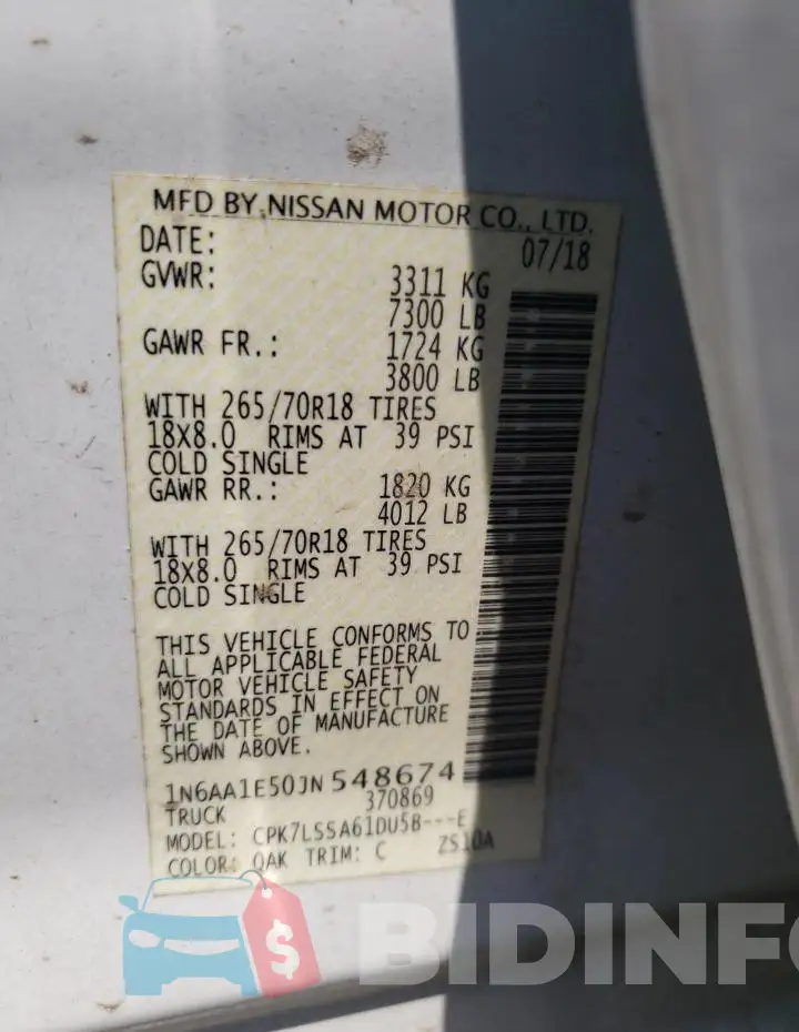 1N6AA1E50JN548674 Photo# 12