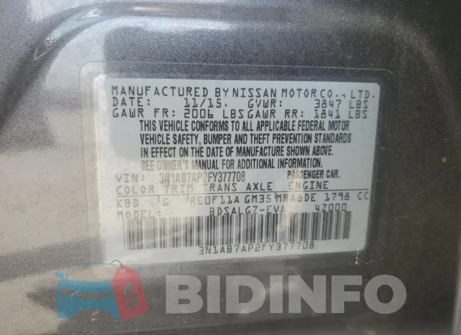3N1AB7AP2FY377708 Photo# 13