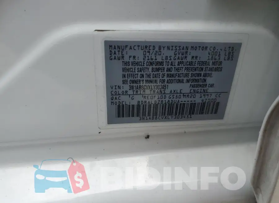 3N1AB8CVXLY303451 Photo# 12