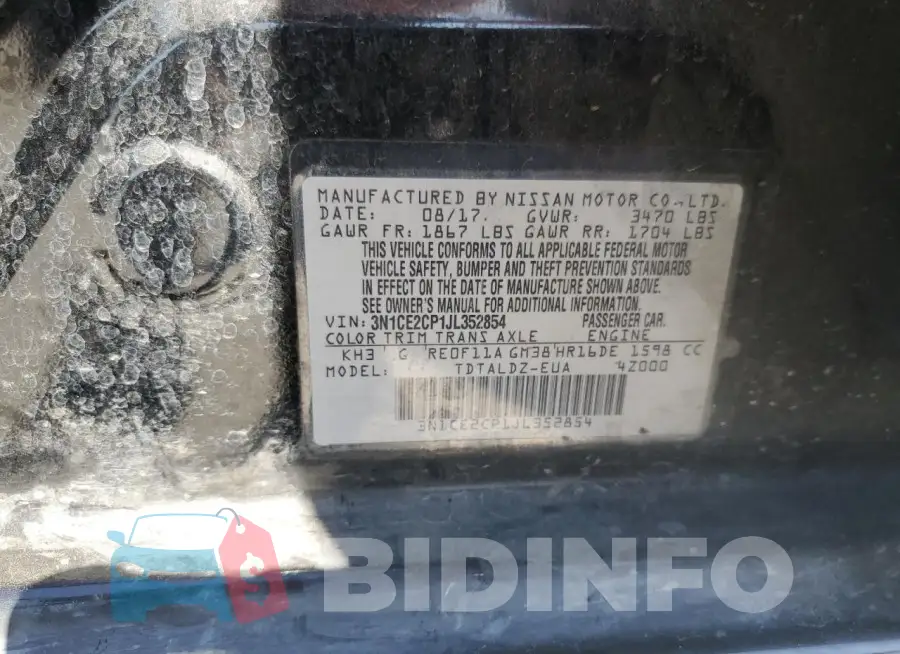 3N1CE2CP1JL352854 Photo# 12
