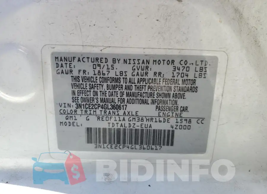 3N1CE2CP4GL360617 Photo# 12