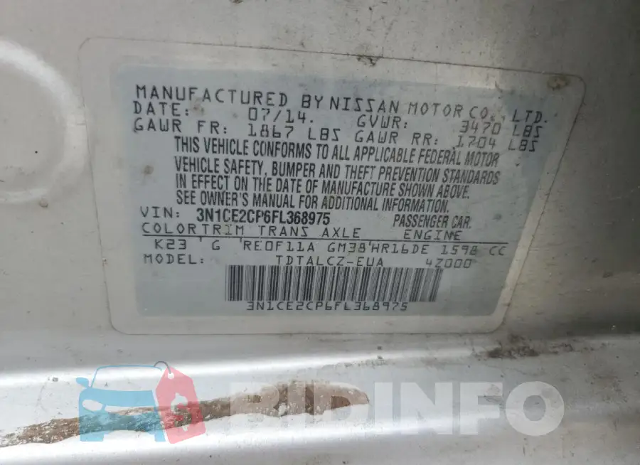 3N1CE2CP6FL368975 Photo# 12