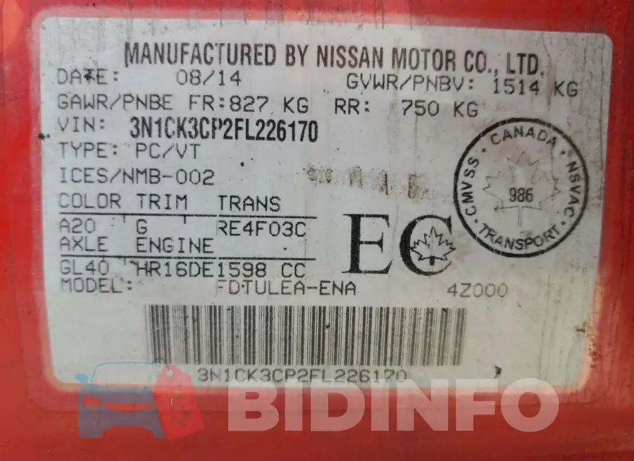 3N1CK3CP2FL226170 Photo# 13