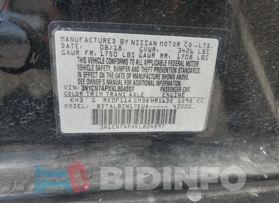 3N1CN7APXKL804897 Photo# 12