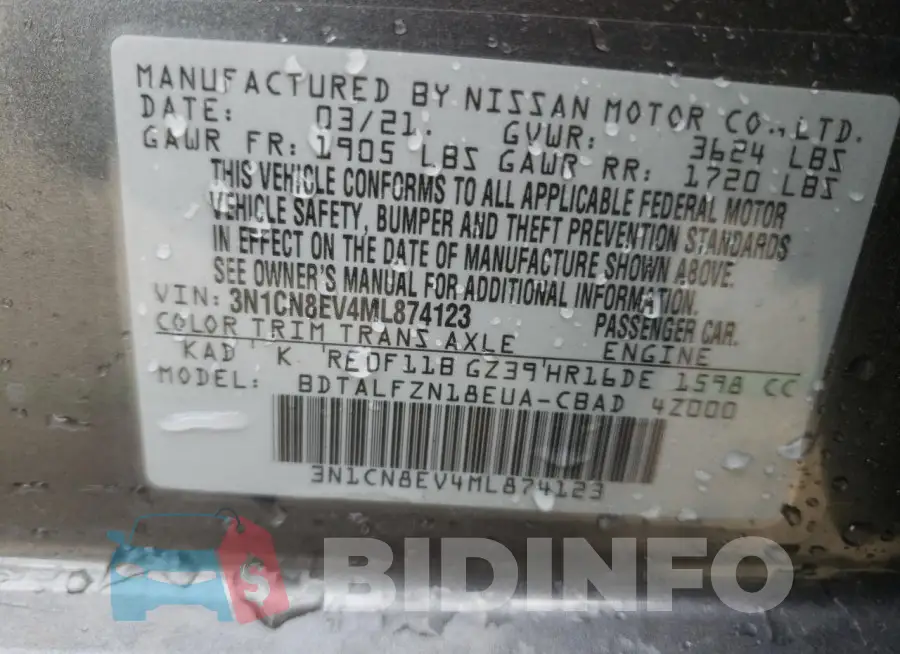 3N1CN8EV4ML874123 Photo# 12
