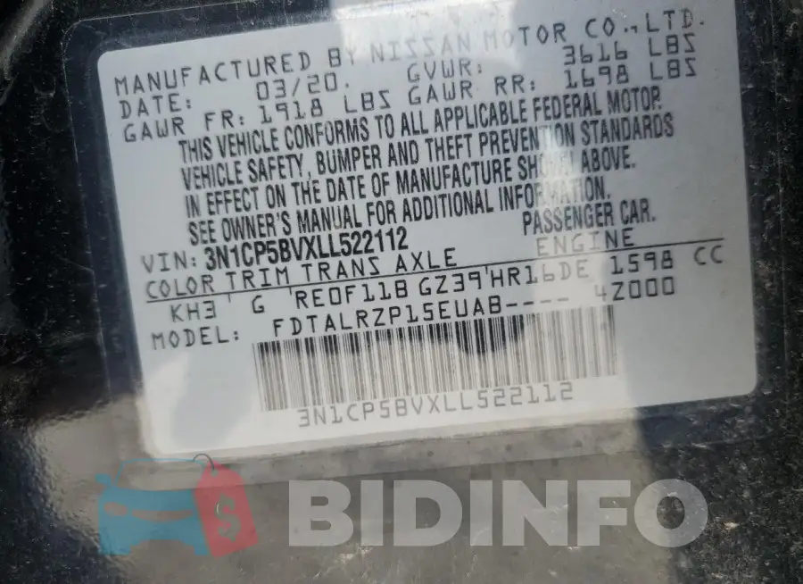 3N1CP5BVXLL522112 Photo# 12