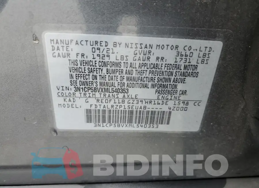 3N1CP5BVXML540353 Photo# 12