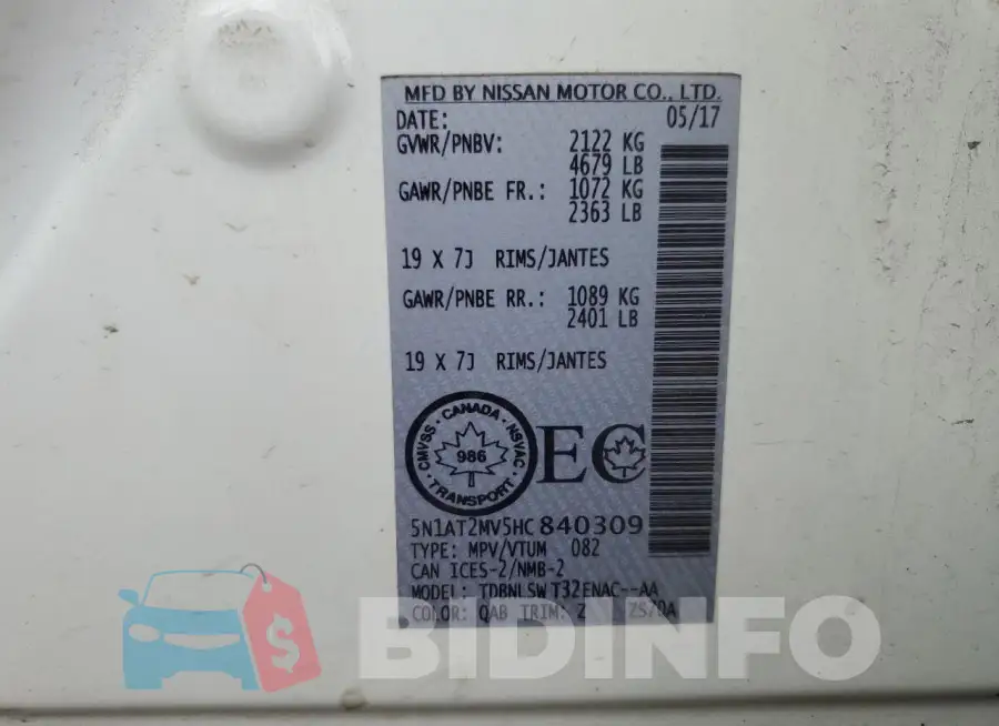 5N1AT2MV5HC840309 Photo# 13