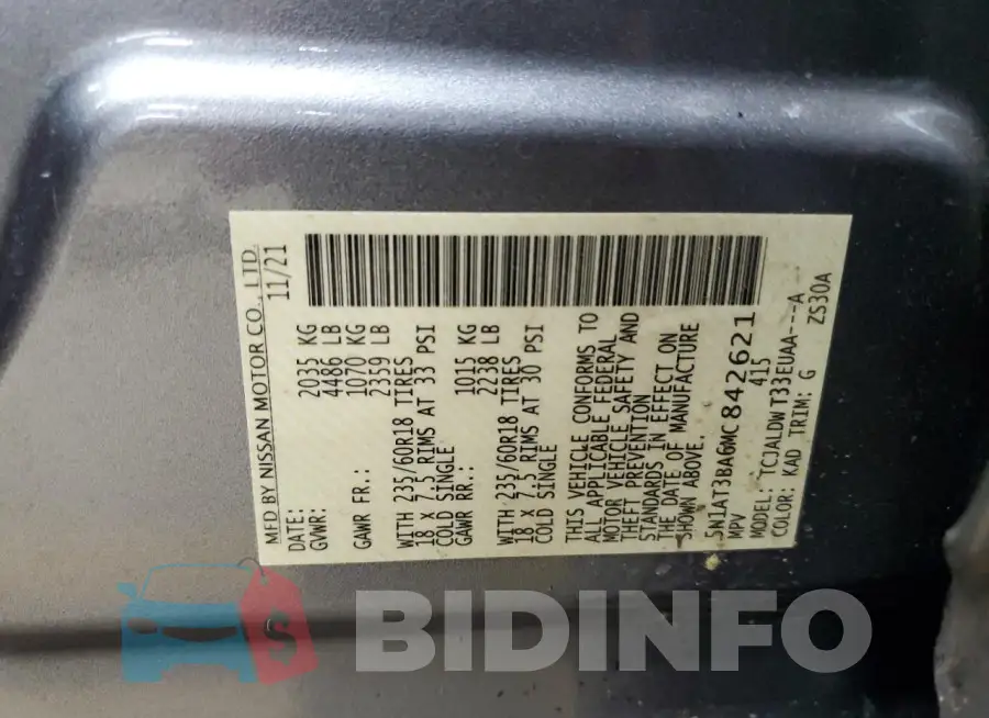 5N1AT3BA6MC842621 Photo# 13