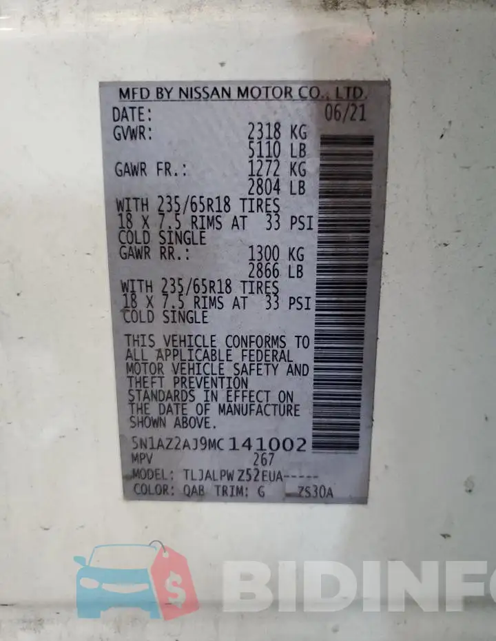 5N1AZ2AJ9MC141002 Photo# 12