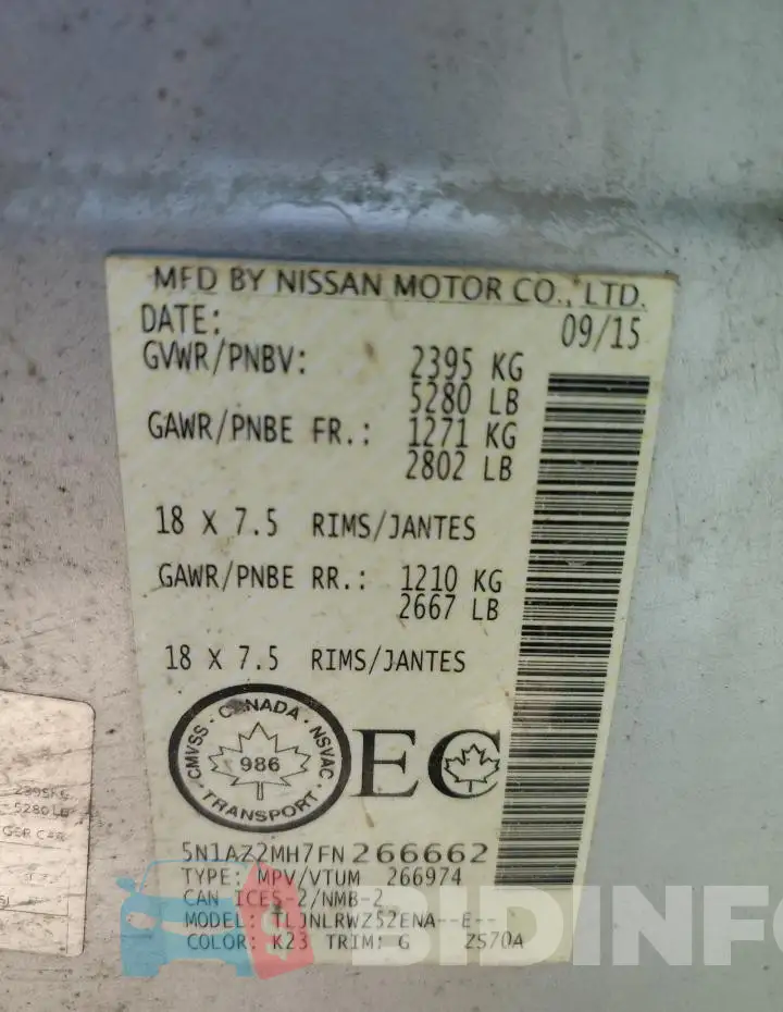 5N1AZ2MH7FN266662 Photo# 13