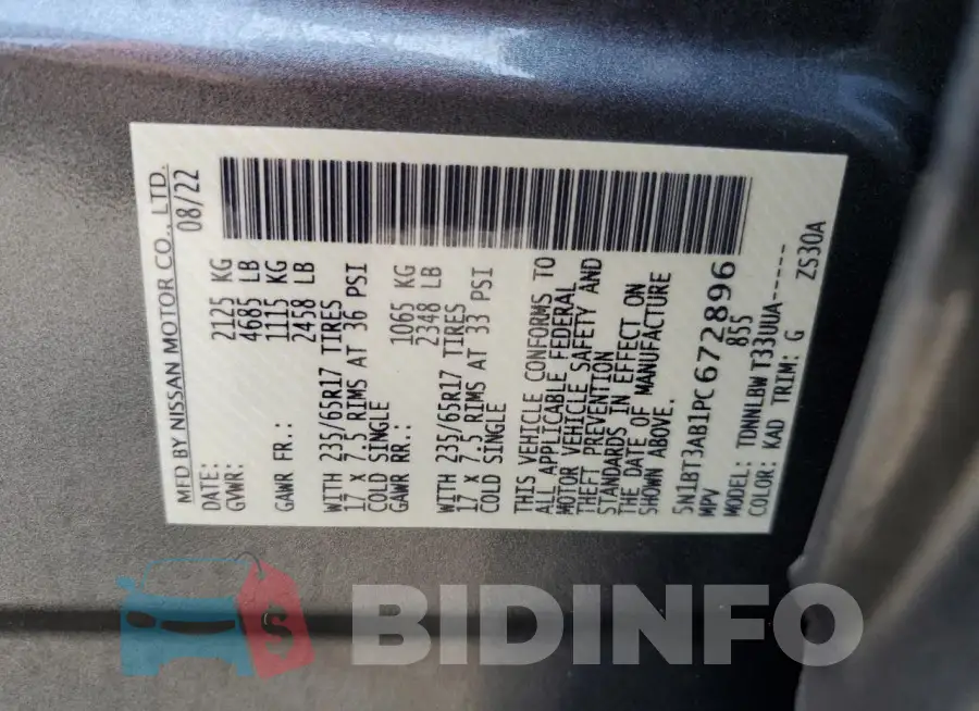5N1BT3AB1PC672896 Photo# 14