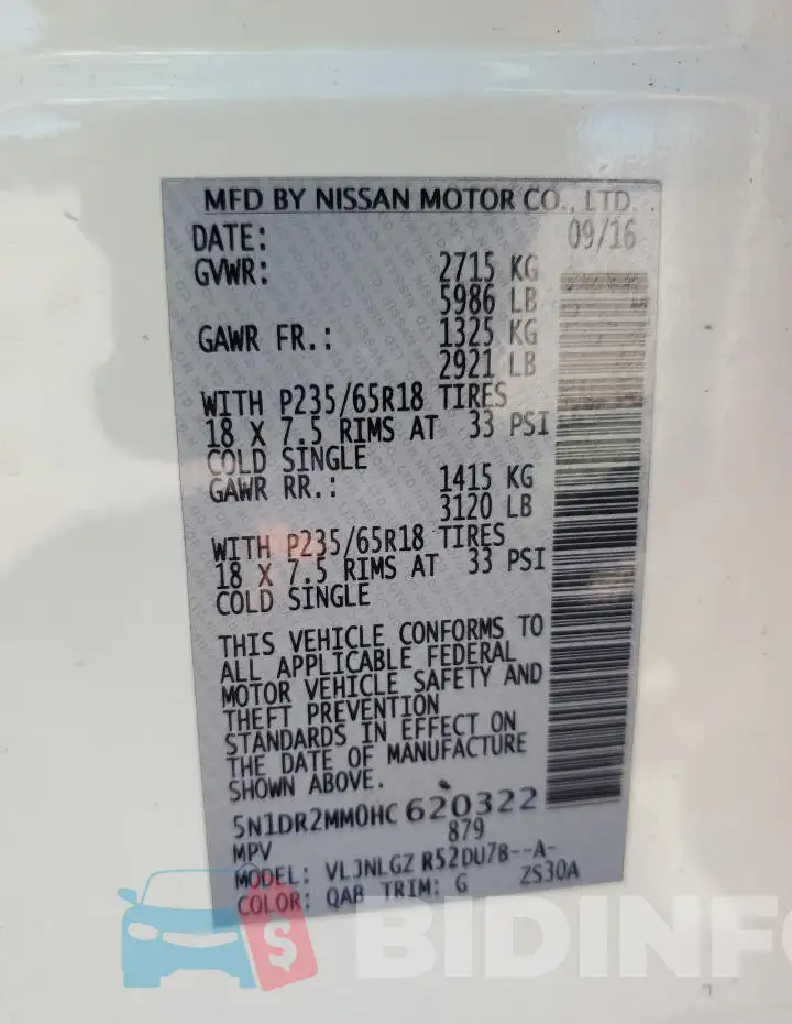 5N1DR2MM0HC620322 Photo# 13