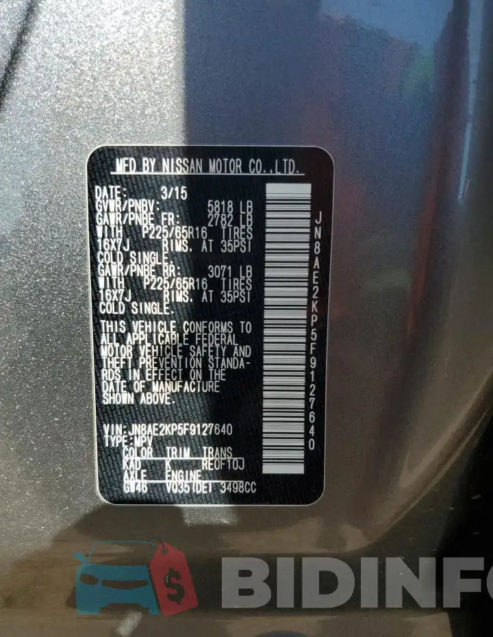 JN8AE2KP5F9127640 Photo# 13