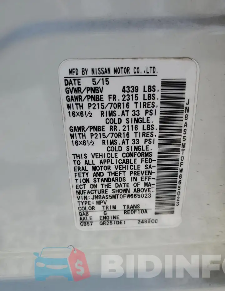 JN8AS5MT0FW665023 Photo# 14