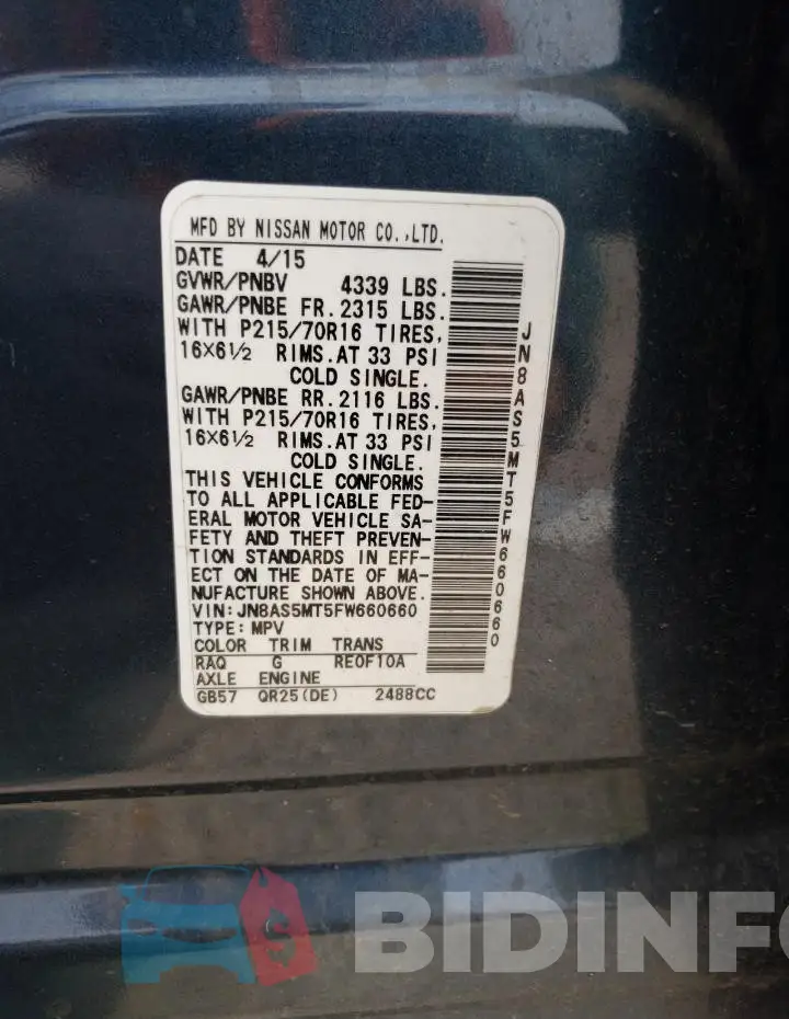 JN8AS5MT5FW660660 Photo# 13