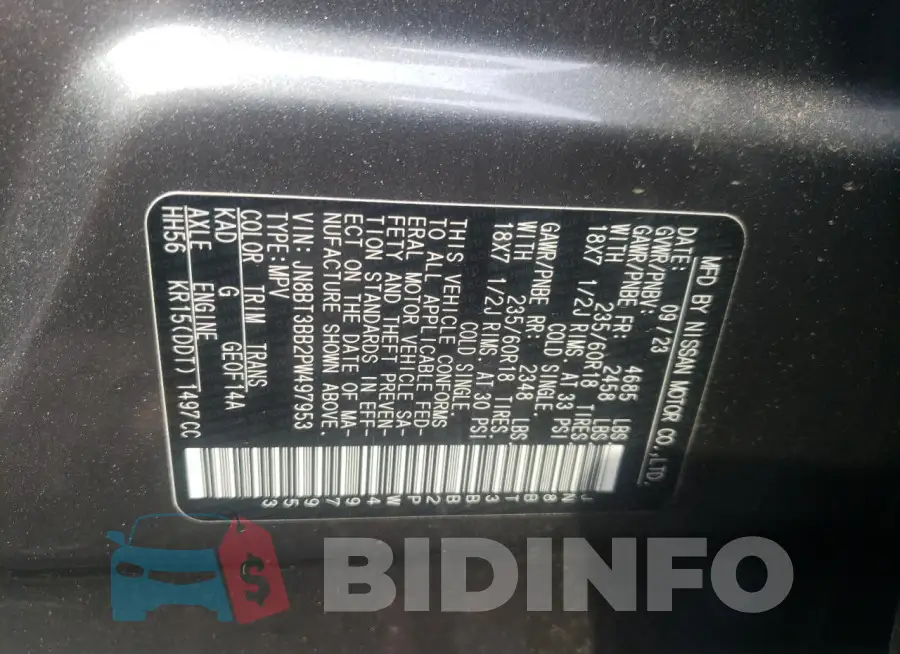JN8BT3BB2PW497953 Photo# 13