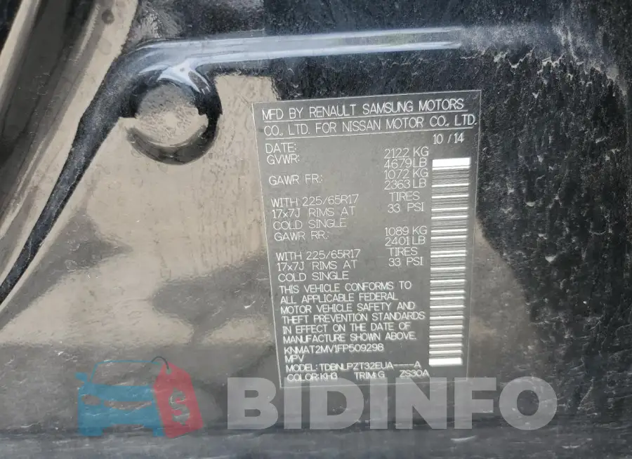 KNMAT2MV1FP509298 Photo# 14