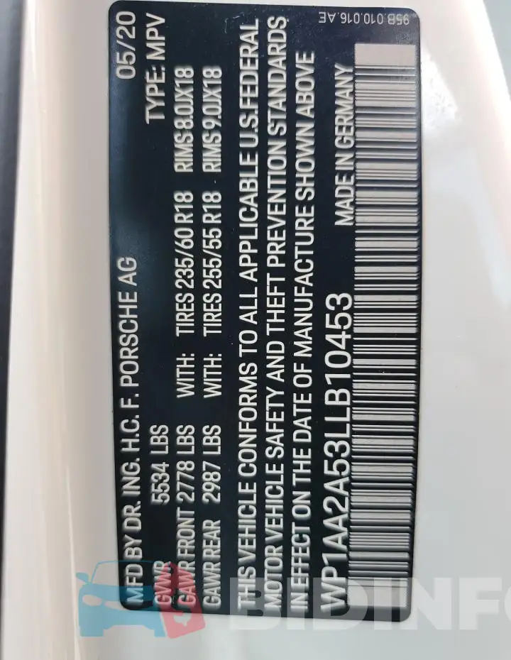 WP1AA2A53LLB10453 Photo# 13